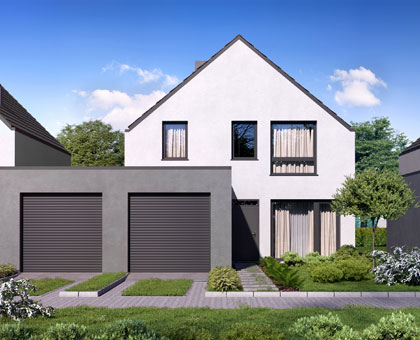 Two Garage Doors in Front of House